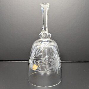 Kristallglas Lead Crystal Hand Cut Glass Table Bell Floral Vintage No Clapper